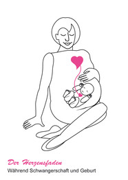 Postkarte Herzensfaden während Schwangerschaft und Geburt