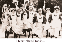 Mabuse Postkarte Jubelnde Schwestern mit Text "Herzlichen Dank"