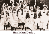 Postkarte Jubelnde Schwestern mit Text "Herzlichen Dank"