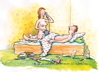 Postkarte Anruf bei der Hebamme