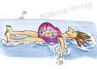Hebamuse Postkarte Schwimmende Schwangere / Floating Baby